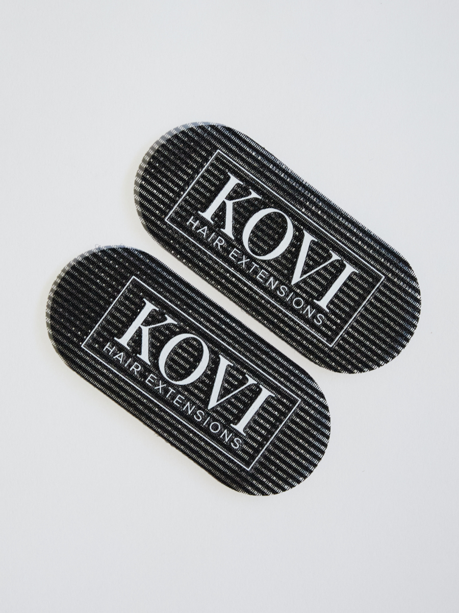 A set of KOVI oval hair grippers designed for multiple uses in salon settings. These reusable sectioning tools allow for clean, efficient hair extension installations, preventing flyaways and improving styling precision.
